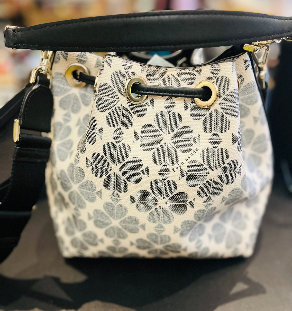 Trending Kate Spade Small Flower Bucket Bag Black Excellent Used Condition!