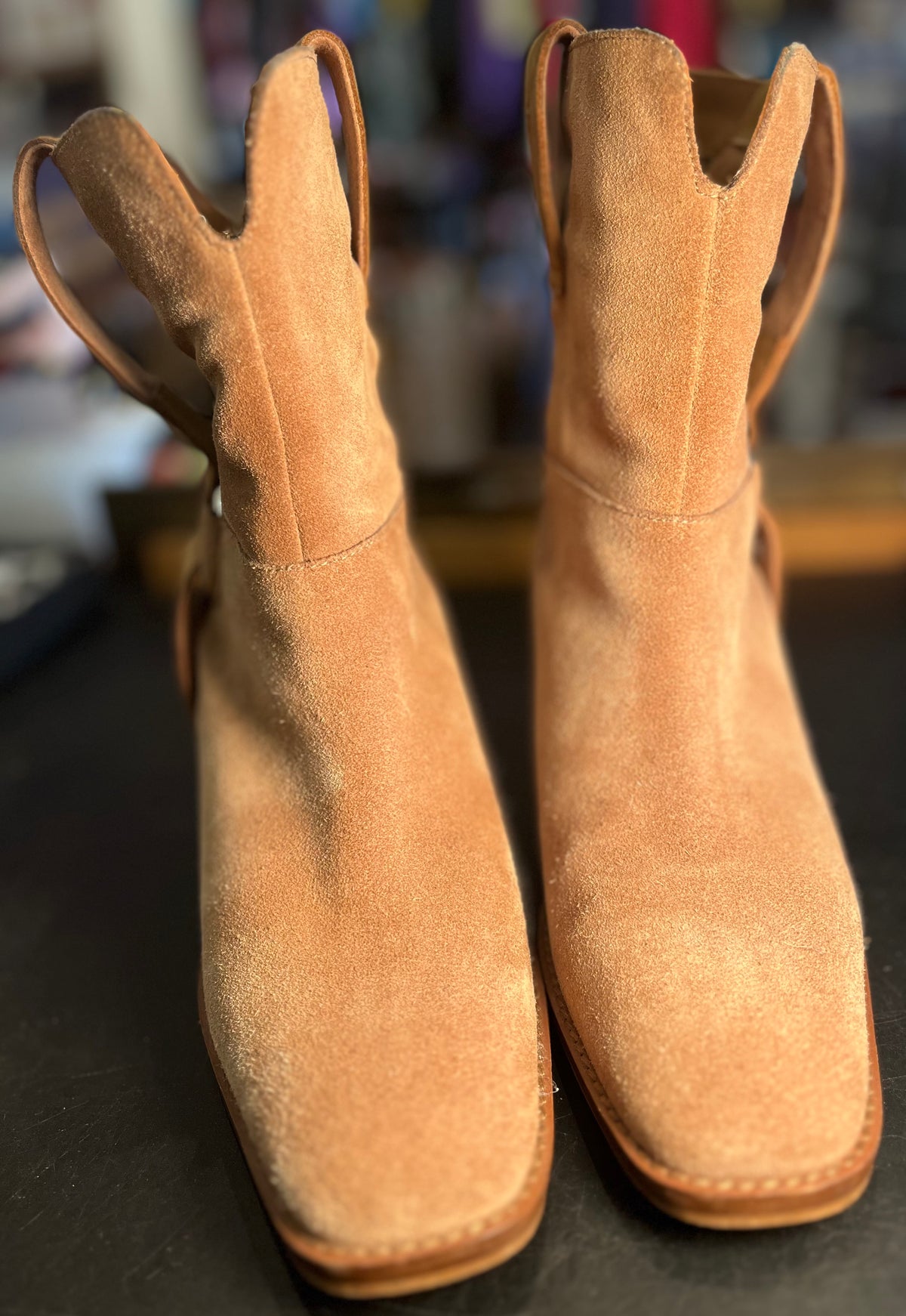 Lucky Brand Suede Booties Soithwestern Flare 8.5 GUC!