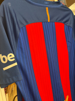 Authentic FCB Unicef Barcelona Nike Red BEKO Blue size Medium Soccer Jersey