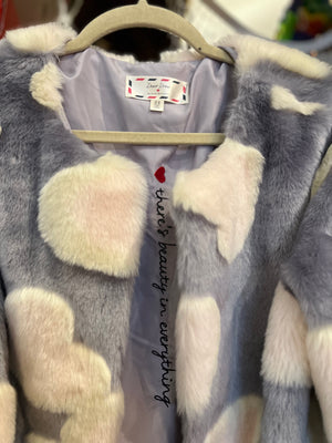 Dear Drew Barrymore Faux Fur Heart Jacket XS