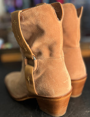 Lucky Brand Suede Booties Soithwestern Flare 8.5 GUC!