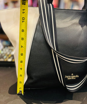 Kate Spade Rosie Color Block (B/W) Pebbled Leather Large 12”x20” Tote Satchel