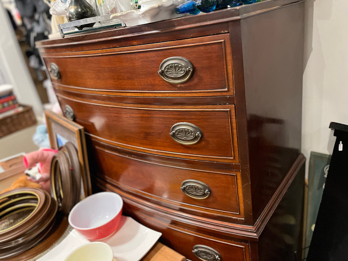 Antique 1930s 6 Drawer Solid Mahogany Dresser USED