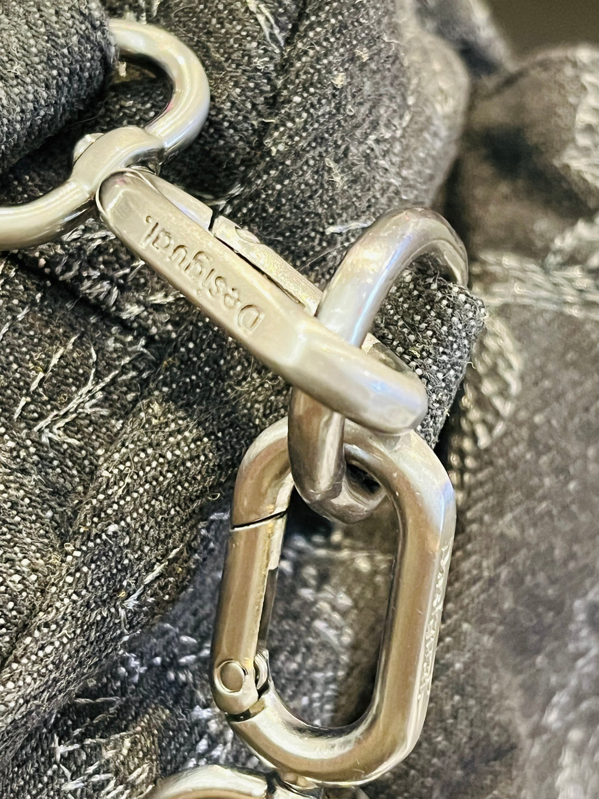 DESIGUAL Gray Denim Medium Embroidered Multi-Pocket Shoulder Handbag GREAT Condition!