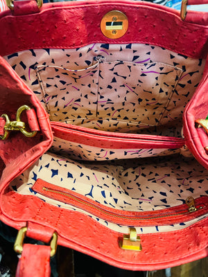 Marc Jacobs Red Strawberry Ostrich Medium Top Handle Crossbody Bag w Dust Bag!