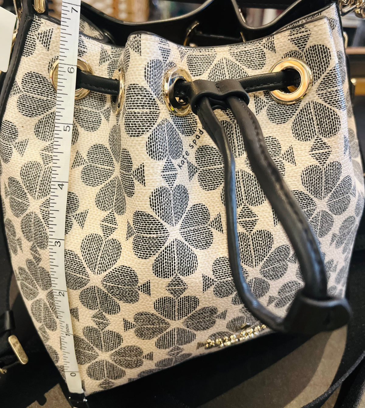 Trending Kate Spade Small Flower Bucket Bag Black Excellent Used Condition!