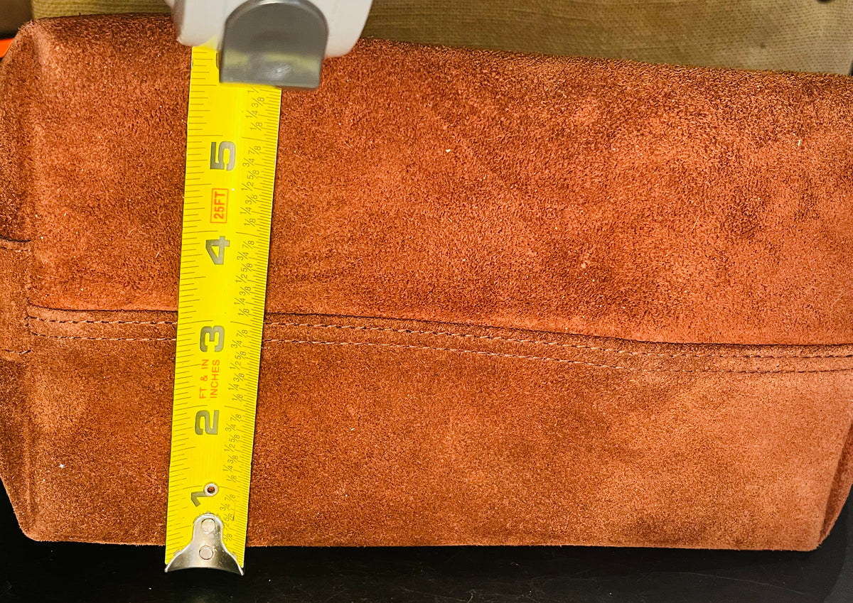 Madewell Suede Brown Bucket Bag Gold Grommets Large w Adjustable Strap