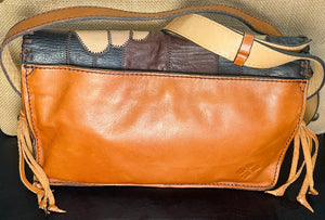 Patricia Nash Zig Zag Patchwork Brown Hobo Crossbody Leather Bag