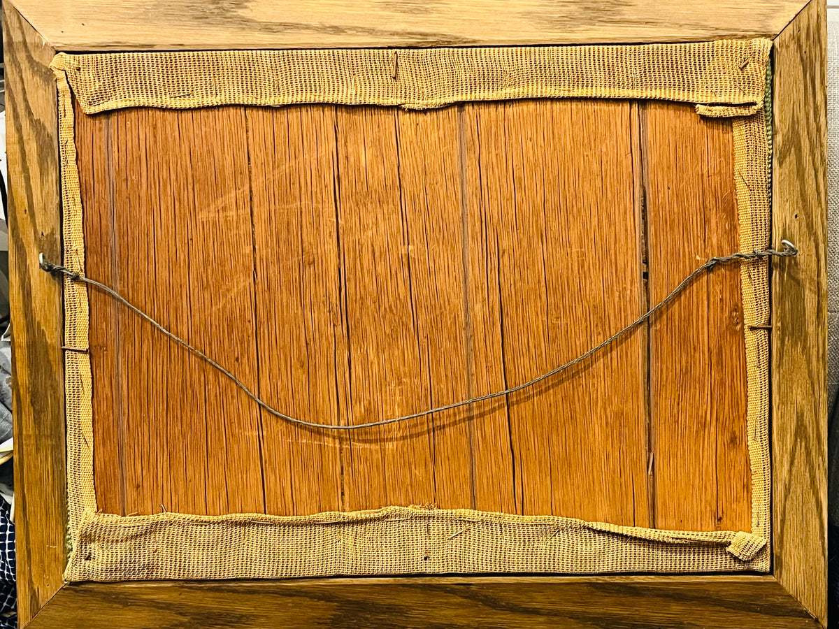 Needlepoint Cottage House in Wood Frame 15”x19”