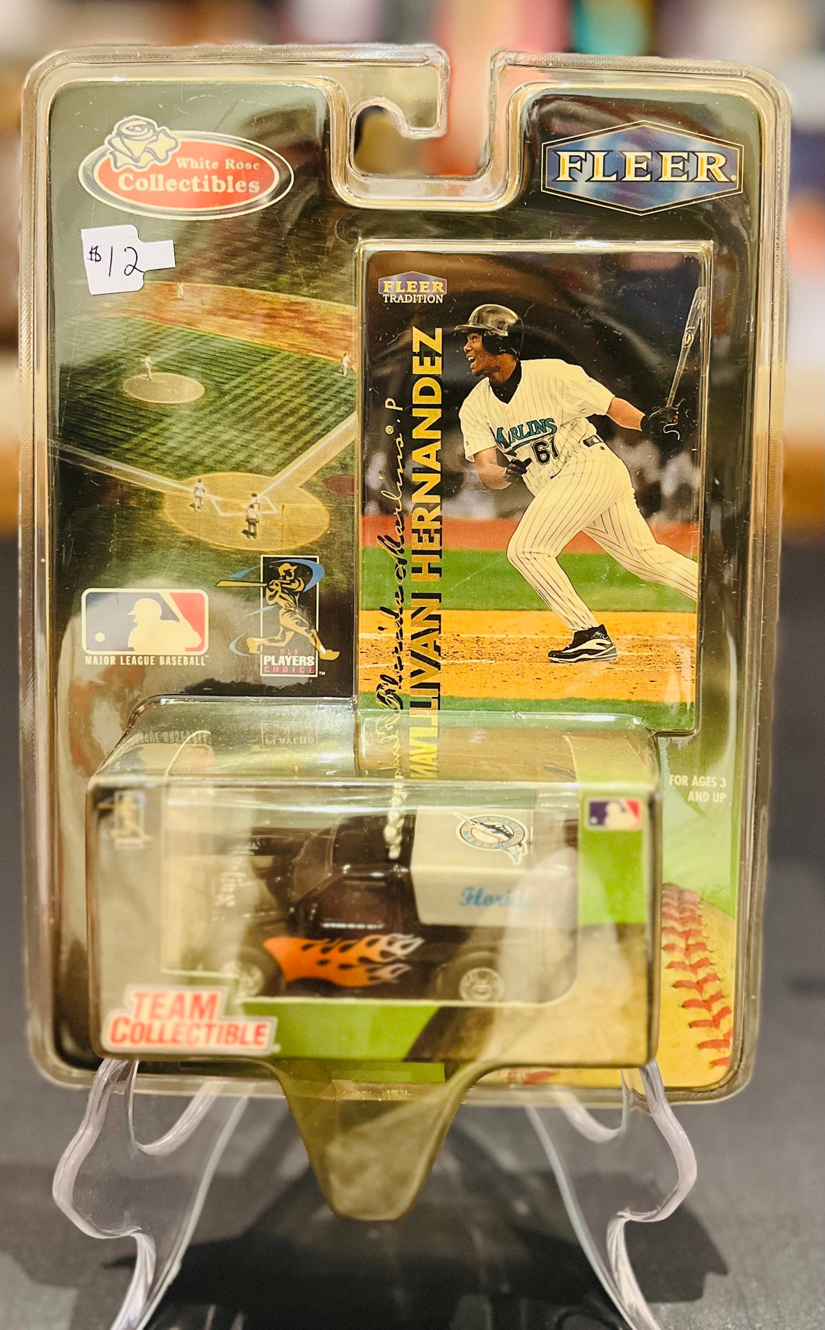 Vtg White Rose Collectibles by Fleer Baseball Diecast Vehicle and Trading Card