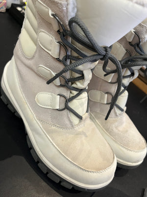 Thermalite White Snow Boots Lace Up Fleece Trim Sz5