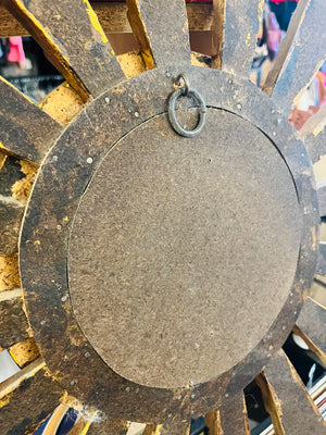 VTG Gold 20” Sunburst Mirror Style Double Layer Center Hanging Decor