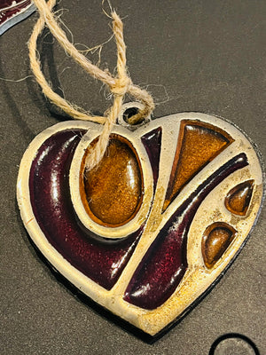 Red & Orange Stained Glass Heart Shape