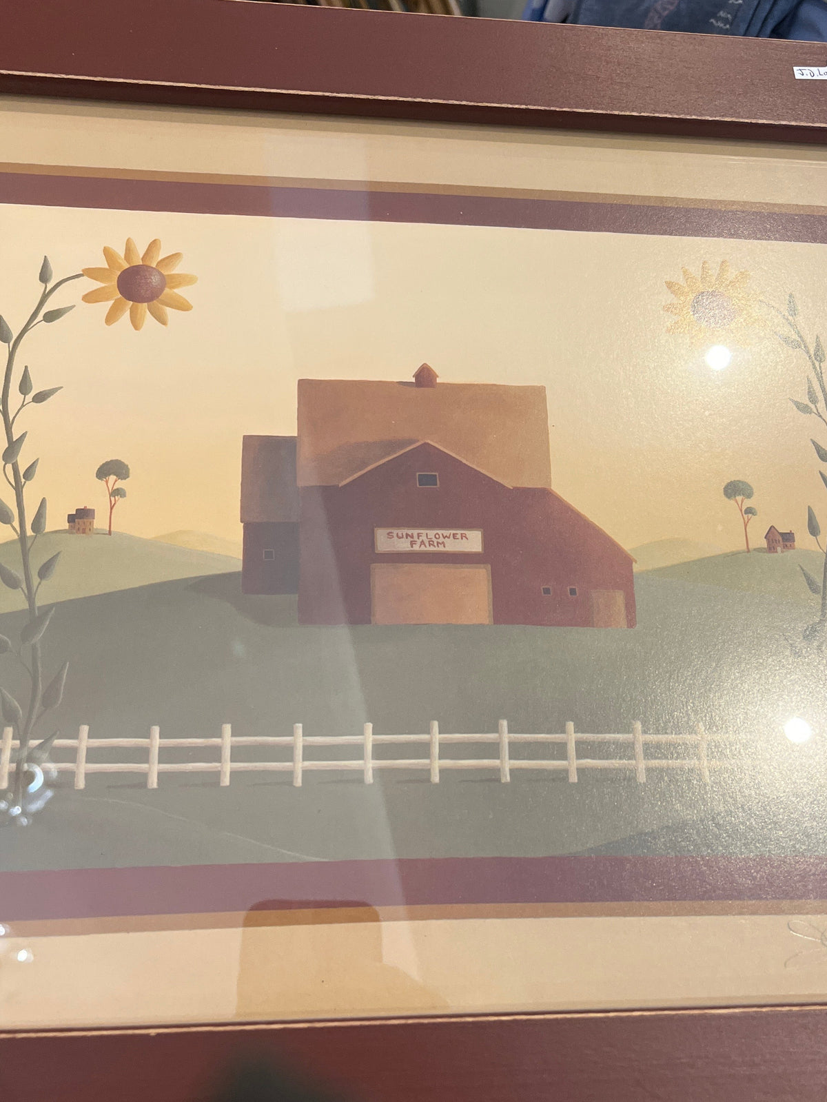 J.D. Lang Contemporary Artist Sunflower Farm in Red Frame Signed