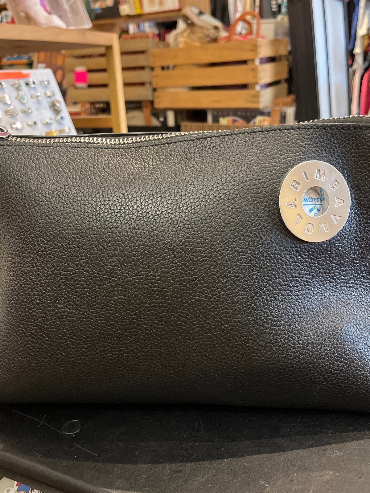 Lola Y Bimba Black Leather Shoulder Bag with Silver Hardware Beautiful!
