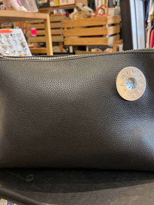 Lola Y Bimba Black Leather Shoulder Bag with Silver Hardware Beautiful!