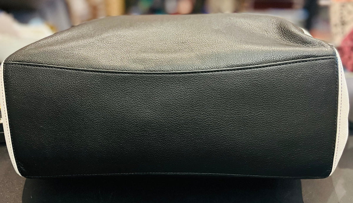 Kate Spade Rosie Color Block (B/W) Pebbled Leather Large 12”x20” Tote Satchel