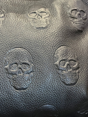 IO Pelle 14” Black Skulls Shoulder Zip Bag Italian Leather Exc Condition! used