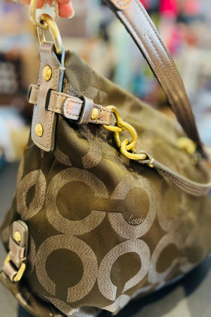Authentic COACH #60971-1444 Op Art Brooke Metallic Bag w Brass Hardware and Tag