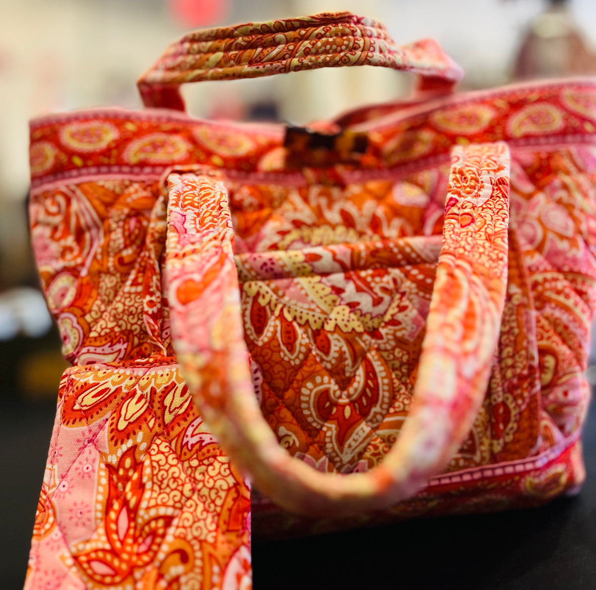 Vera Bradley Retired Cotton Lil’ 10”Sherbet Betsey w Matching Wallet and Luggage Tag!