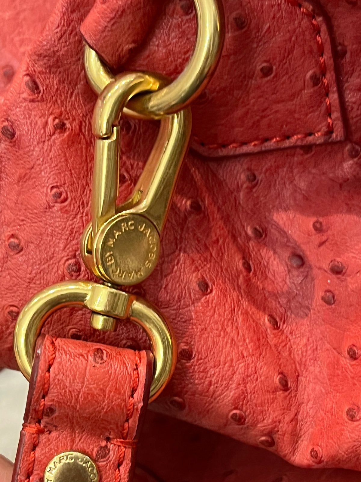 Marc Jacobs Red Strawberry Ostrich Medium Top Handle Crossbody Bag w Dust Bag!