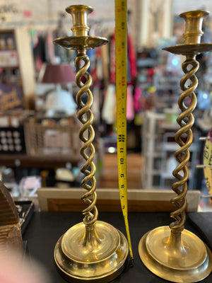 VTG Twisted Brass 21” Tall Candlestick NO Bottom Base