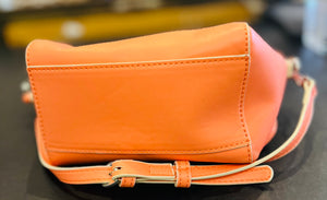 Vera Bradley Faux Leather Mini Peach Crossbody Top Zip Tassel Keyring Gently Used