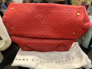 Marc Jacobs Red Strawberry Ostrich Medium Top Handle Crossbody Bag w Dust Bag!