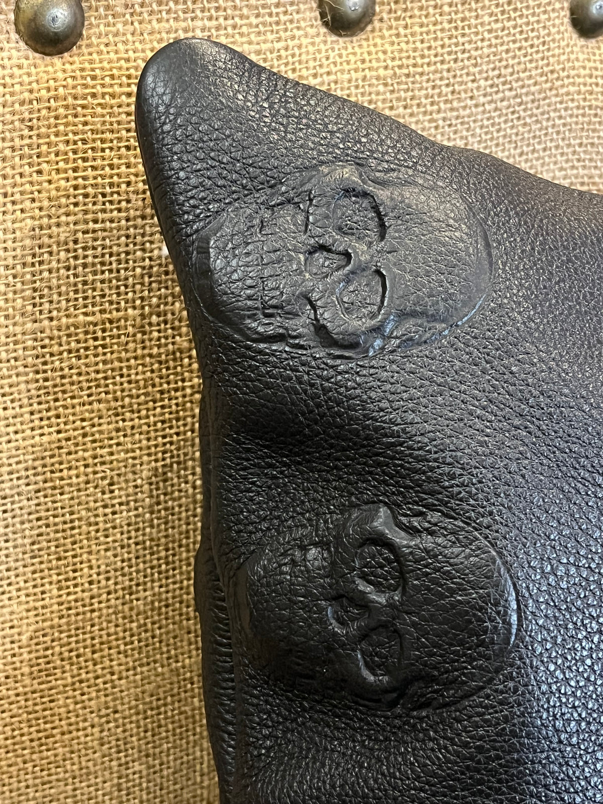 IO Pelle 14” Black Skulls Shoulder Zip Bag Italian Leather Exc Condition! used