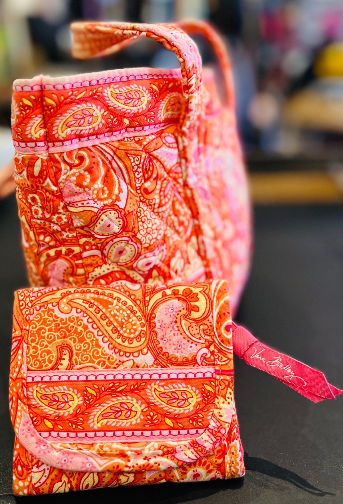 Vera Bradley Retired Cotton Lil’ 10”Sherbet Betsey w Matching Wallet and Luggage Tag!