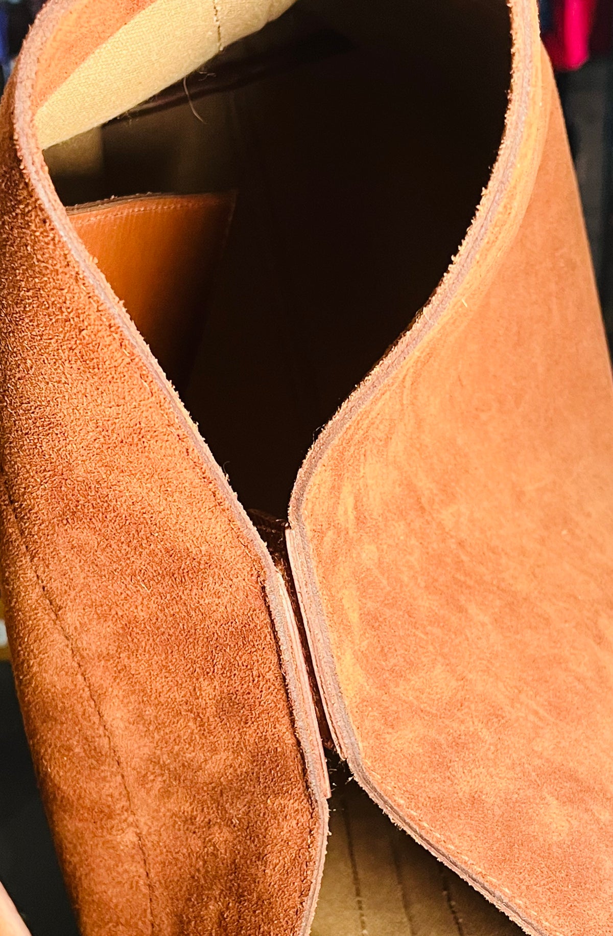 Madewell Suede Brown Bucket Bag Gold Grommets Large w Adjustable Strap