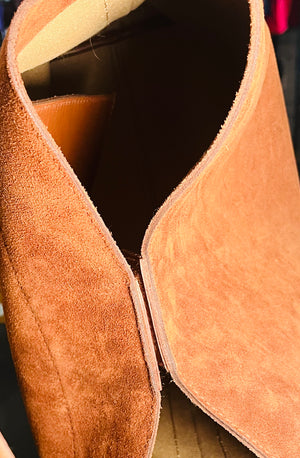 Madewell Suede Brown Bucket Bag Gold Grommets Large w Adjustable Strap