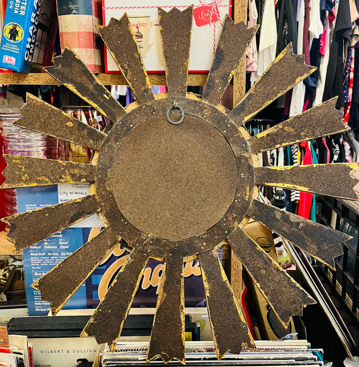 VTG Gold 20” Sunburst Mirror Style Double Layer Center Hanging Decor