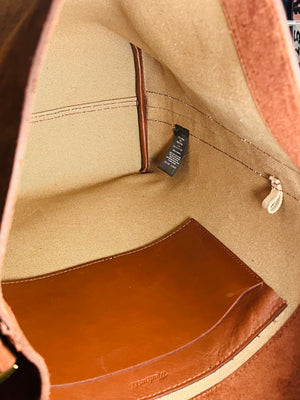 Madewell Suede Brown Bucket Bag Gold Grommets Large w Adjustable Strap