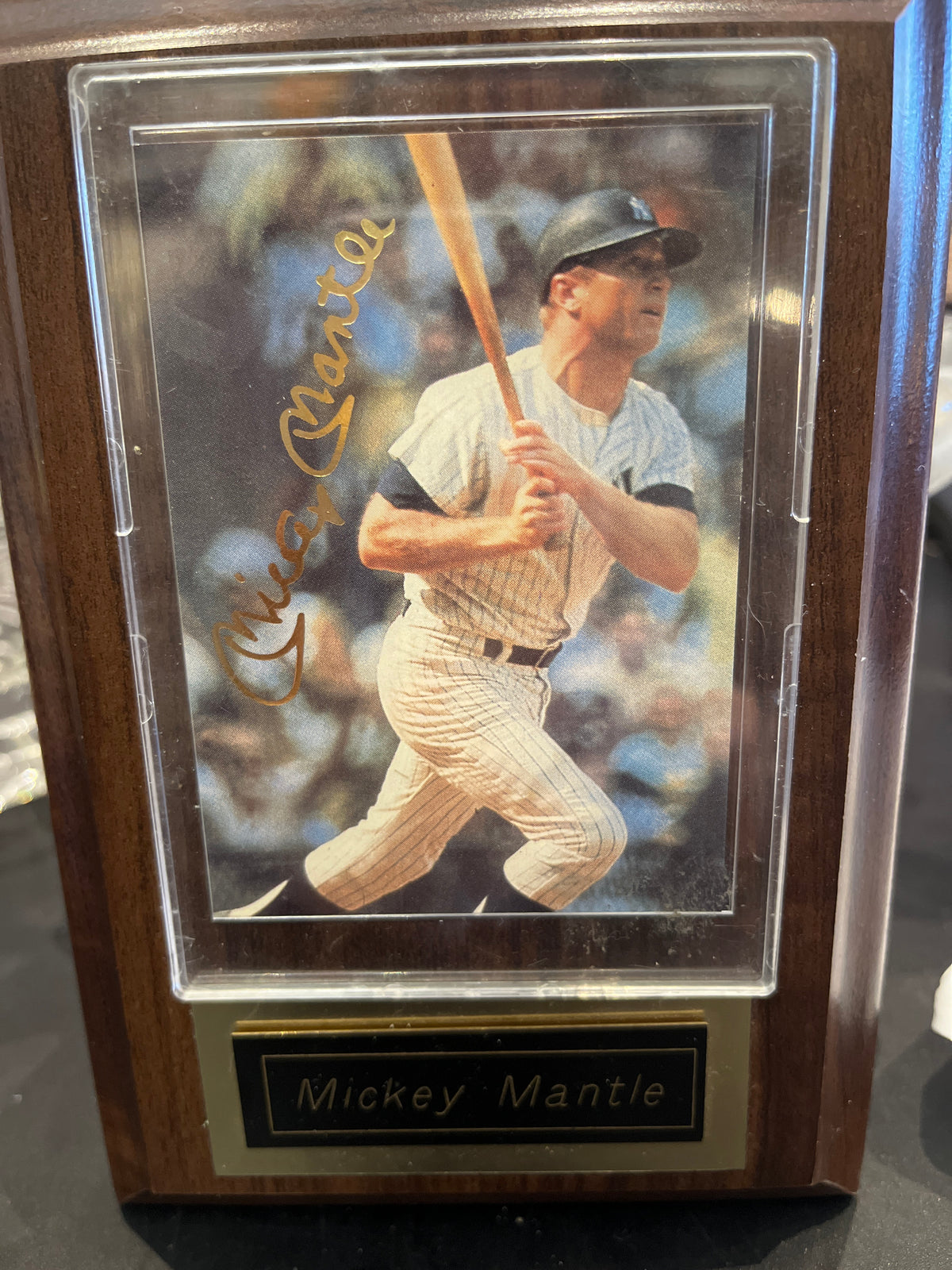 Mickey Mantle NY Yankees Baseball Card Plaque Wall Decor 4.5”x6.5”