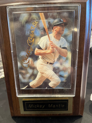Mickey Mantle NY Yankees Baseball Card Plaque Wall Decor 4.5”x6.5”