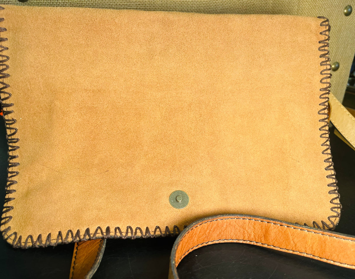 Patricia Nash Zig Zag Patchwork Brown Hobo Crossbody Leather Bag