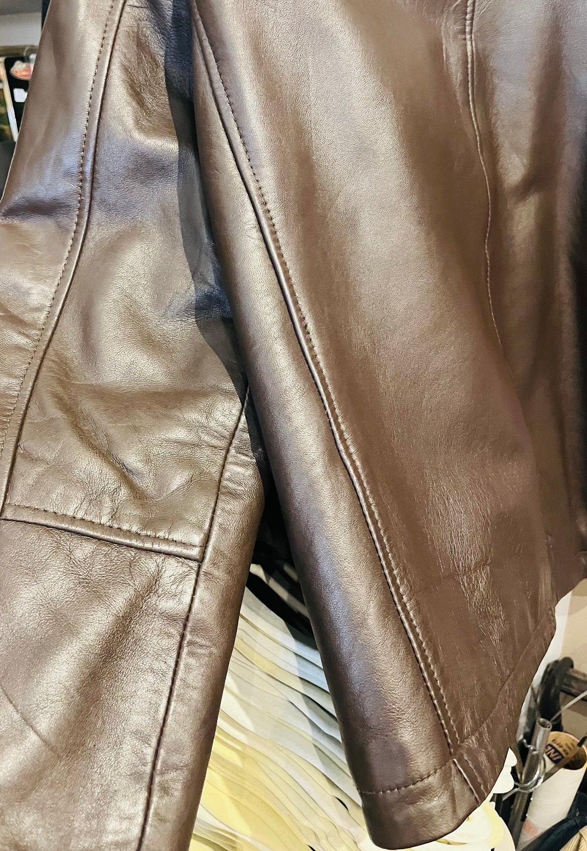 KENNETH COLE Chocolate Mens Leather Zip Up Jacket Sz L
