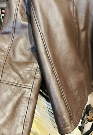 KENNETH COLE Chocolate Mens Leather Zip Up Jacket Sz L