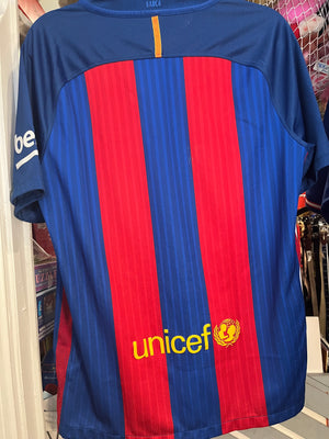 Authentic FCB Unicef Barcelona Nike Red BEKO Blue size Medium Soccer Jersey