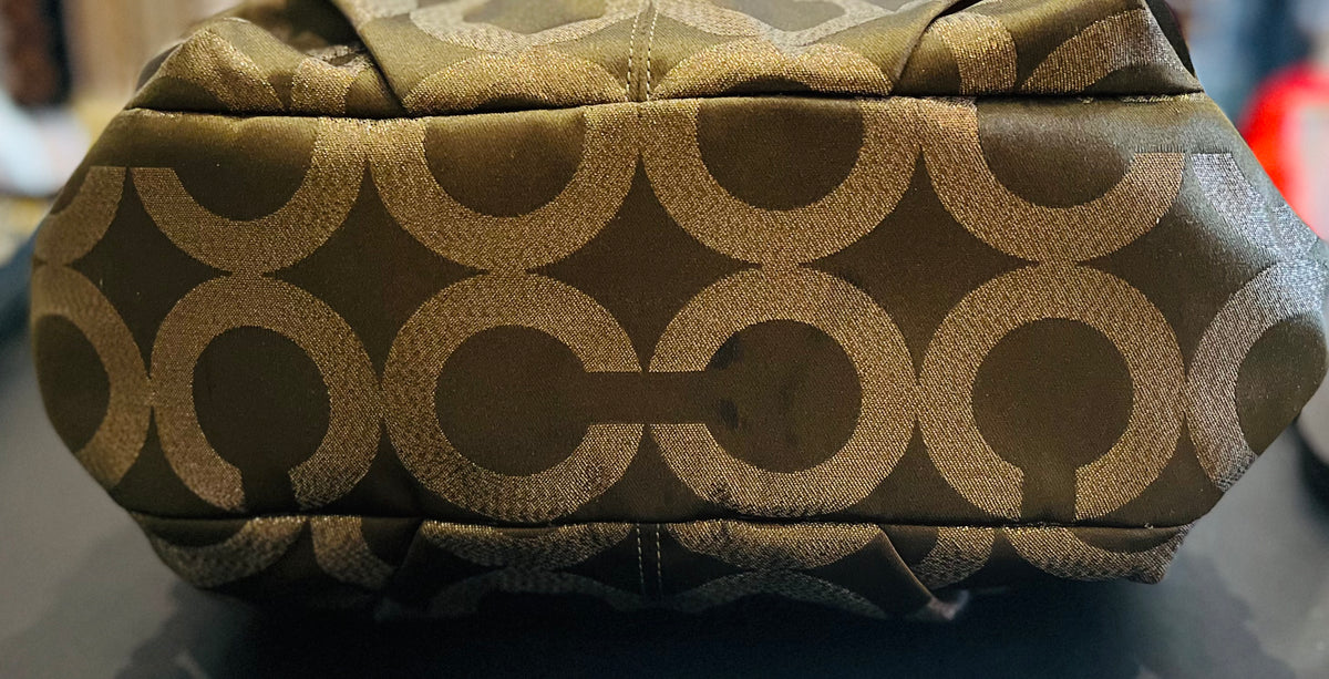 Authentic COACH #60971-1444 Op Art Brooke Metallic Bag w Brass Hardware and Tag
