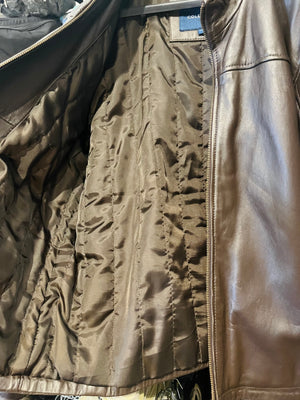 KENNETH COLE Chocolate Mens Leather Zip Up Jacket Sz L