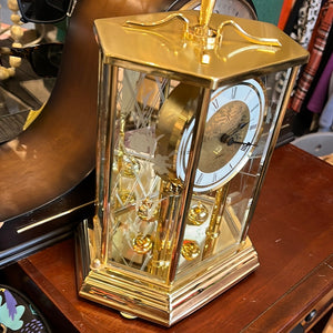 Howard Miller Brass & Glass Hexagon Anniversary Clock USED