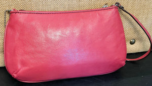 COACH Ashley 9” Leather Zipper Credit Card Wristlet Rose Pink GUC!