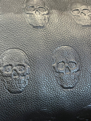 IO Pelle 14” Black Skulls Shoulder Zip Bag Italian Leather Exc Condition! used
