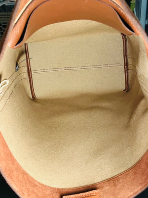 Madewell Suede Brown Bucket Bag Gold Grommets Large w Adjustable Strap