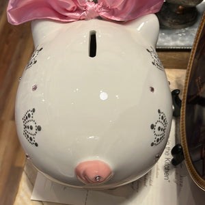 USED Always the Princess Ceramic Pink White Piggy Bank