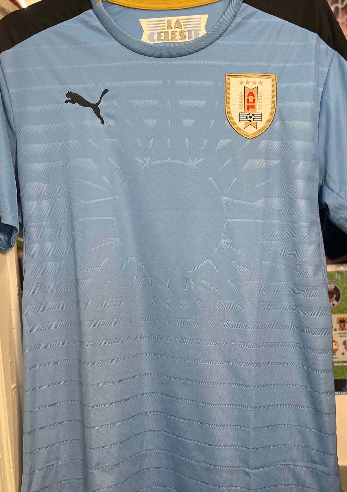 Uruguay PUMA La Celeste Soccer AUF Jersey Baby Blue SzM Gently Used No Stains or Rips!