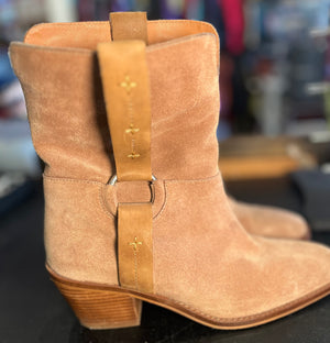 Lucky Brand Suede Booties Soithwestern Flare 8.5 GUC!