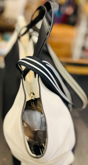 Kate Spade Rosie Color Block (B/W) Pebbled Leather Large 12”x20” Tote Satchel